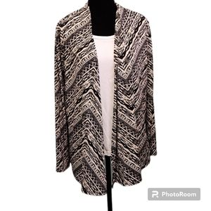 Agenda - Black White Stretchy Open cardigan southwest Large